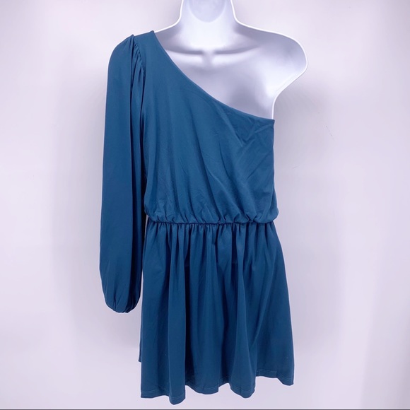 NEW Susana Monaco Pine Needle Gathered Sleeve One Sleeve Dress Size Small - Picture 5 of 7